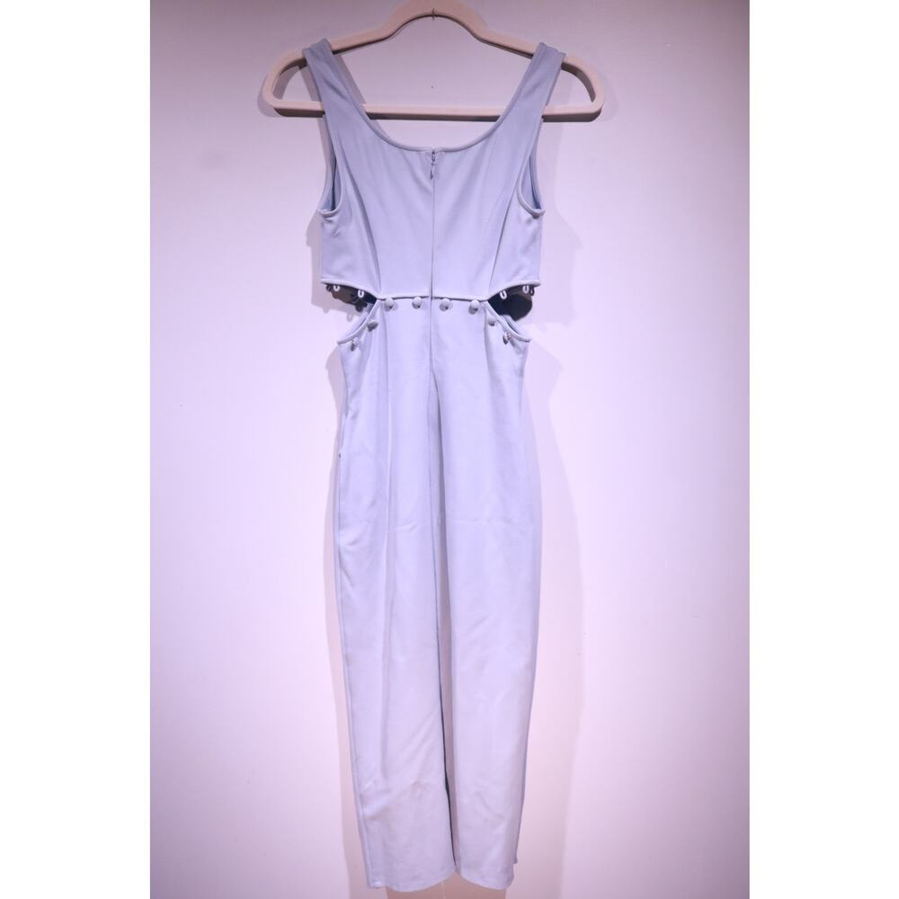 HOURS by Revolve Light Blue Cut-Out Dress with Button Detail & Leg Slit – XS